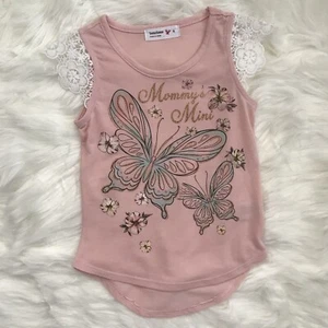 New Little Girls Floral Pink Woven Top T-Shirt 4Y - Picture 1 of 5