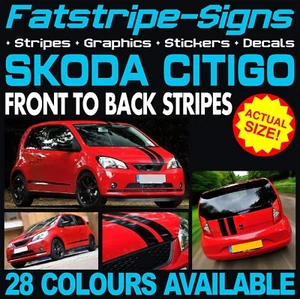 to fit SKODA CITIGO STRIPES GRAPHICS STICKERS DECALS 1.0 SPORT CAR RACING VIPER - Picture 1 of 2