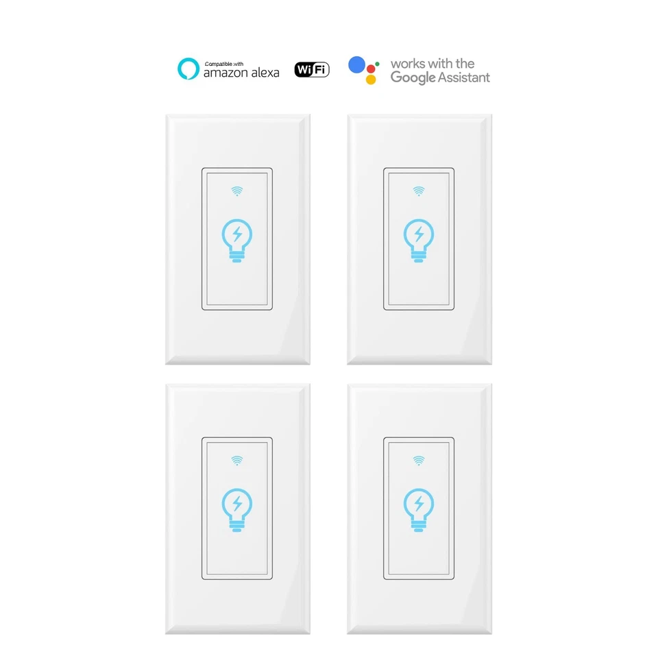 Smart Switch WIFI Light Wall Works with Alexa Google Home smart life 4pack - Image 1 of 4
