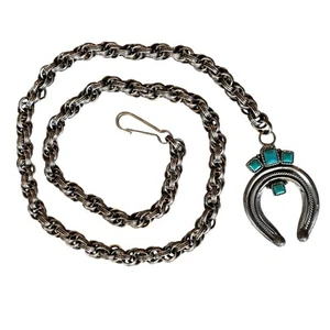 Vintage 50s? Sanford Sancrest R American Indian Heavy Silver Link Chain Belt? - Picture 1 of 15