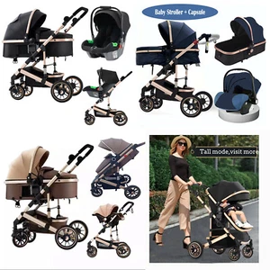 luxury 10 in 1 Baby Stroller High view pram Folding pushchair Carriage & Capsule - Picture 1 of 16