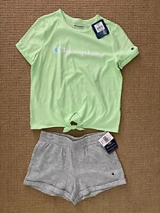 *NEW* GIRL'S CHAMPION SHIRT & SHORTS 2 PIECE ACTIVEWEAR SET SIZE L 12-14 - Picture 1 of 1