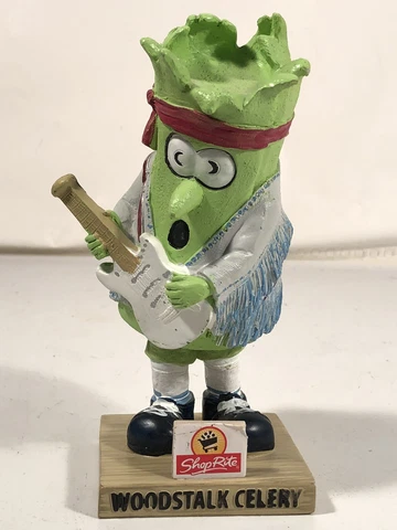 Blue Rocks Celery Stalk Mascot Summer of '69 Woodstock Bobblehead Jimi Hendrix Cover