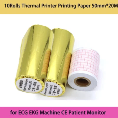 Papel ECG de 10 rollos de papel para máquina de ECG 50 mm * 20 m papel de grabación térmica ECG Foto 1 de 4