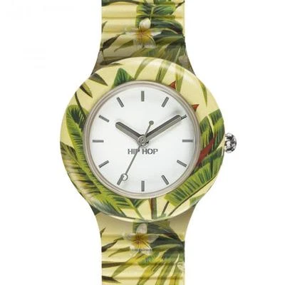 Reloj Hip Hop Jungle Fever Amarillo Mujer HWU0779 Amarillo Nuevo Reloj Flores Hojas Foto 1 de 2