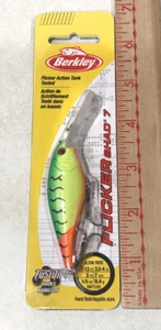 Berkley Flicker Shad 7 - 1/3 oz Rattle 3" MF HOT FIRETIGER Plug Lure Walleye NEW - Picture 1 of 6