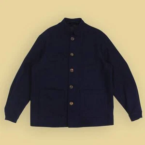 NWT Doppiaa Navy Wool Blend Flannel Mandarin Collar Aasti-C Work Jacket 50 Italy - Picture 1 of 6