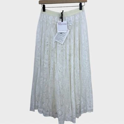 Red Valentino NWT Cream Floral Crochet Midi Skirt Size 40 - Image 1 of 4