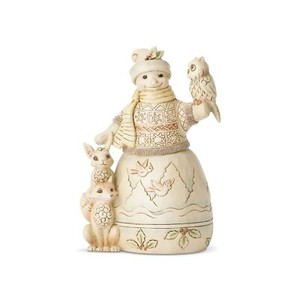 Enesco Jim Shore Heartwood Creek White Woodland Snowman with Owl Figurine 6 Inch