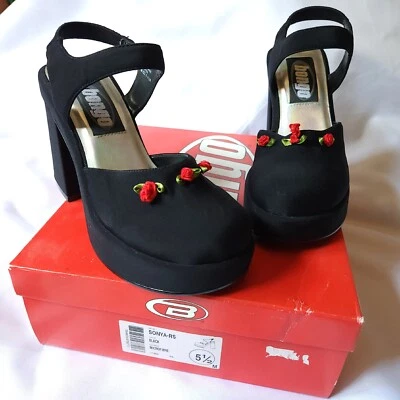 Sandalias de tacón vintage Bongo Sonya para mujer 5,5 M plataforma Mary Jane rosas años 90 Y2K Foto 1 de 4