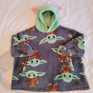Star Wars Youth Hoodie Blanket Grogu the Mandalorian Baby Yoda Soft Fleece  - Picture 1 of 11