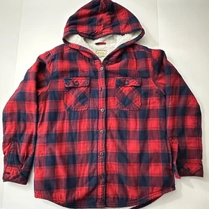 Boston Traders Jacket Hood Fleece Check Red 100% Cotton size M - Picture 1 of 10
