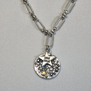 Shine Bright Starburst Pendant Necklace Silver Tone Chain Fashion Jewelry - Picture 1 of 3