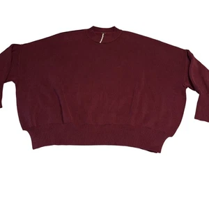 Free People Easy Street maglione maglia oversize rosso granato a costine donna small S - Foto 1 di 7