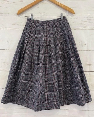 VTG Knee Length Plaid Skirt Pleated Possibly Wool Blend USA Academia Preppy Sz 6 - Image 1 of 4