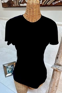 Norma Kamali Basic schwarz Flügelärmel T-Shirt Style Top M - seidiges Gefühl SCHÖN - Bild 1 von 5