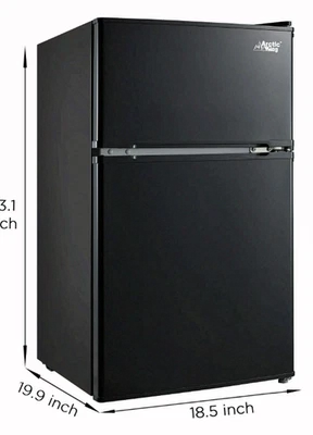 Arctic King 3.2 Cu ft Two Door Mini Fridge with Freezer, Black, E-Star,S