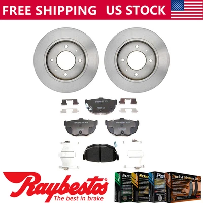 Kit de rotores de freno traseros + pastillas metálicas y herrajes para Hyundai Elantra 1996 Foto 1 de 4