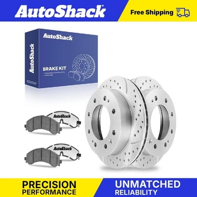 Front Drilled Slotted Brake Rotors Ceramic Pads for 2020-2025 GMC Sierra 2500 HD - Image 1 of 4