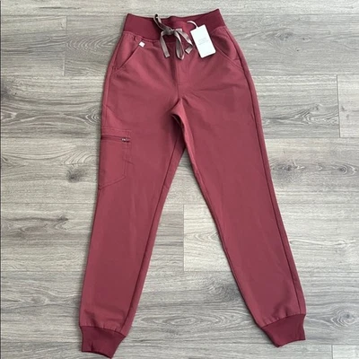 FIGS High Waisted Zamora Jogger Scrub Pants XXS Dark Cherry Red Medical NWT - Image 1 of 4