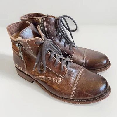 Bed Stu Bonnie Botines Para Mujer 7 Cuero Tostado Rústico Cremallera Zapatero Usados en Excelente Condición Foto 1 de 4