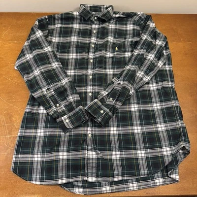 Vintage Polo Ralph Lauren Shirt Mens 2XL Green Blue 2XLT Button Up Long Sleeve - Image 1 of 4