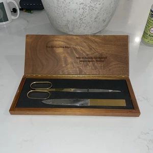 Juego de escritorio Solingen de colección Alemania abrecartas AS Italia tijeras con estuche de madera - Imagen 1 de 6