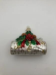 Vecchio Mondo Decorazione Natalizia in Vetro Yule Log - Foto 1 di 8