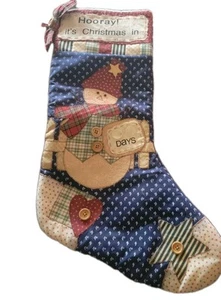 Großer "Counting The Days Landhausstil Patchwork Weihnachtsstrumpf 20" Baumwolle - Bild 1 von 7