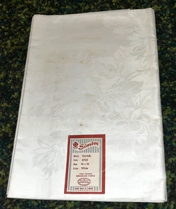 Vintage 50er Jahre Simtex 100% Baumwolle Jacquard Tischdecke weiß neu & unbenutzt 52x52 - Bild 1 von 3