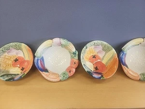 Vtg Fitz and Floyd Bowl Vegetable Garden Motif Snack Dip Serving Bowls Set of 4 - Picture 1 of 12