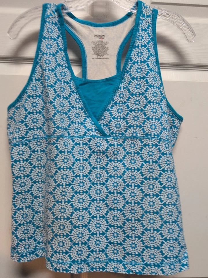  Camiseta sin mangas para mujer. Turquesa/Blanco Talla XXL Sin Mangas Danskin Elástico  Foto 1 de 4