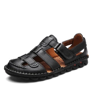 Mens Summer Casual Closed Toe Leather Sandals Outdoor Fisherman Adjustable Be... - Picture 1 of 6