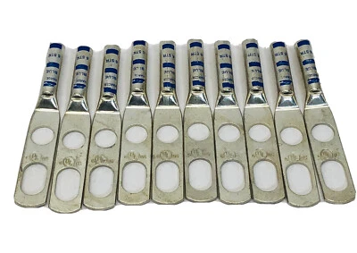 LOT OF 10 HARGER # GECLB62BC-10 LONG BARREL SLOTTED COMPRESSION LUG FOR #6 - Image 1 of 4