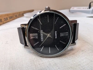 Silver Geneva Quartz Watch Ladies Metal Mesh Stainless Steel Watch - Picture 1 of 9