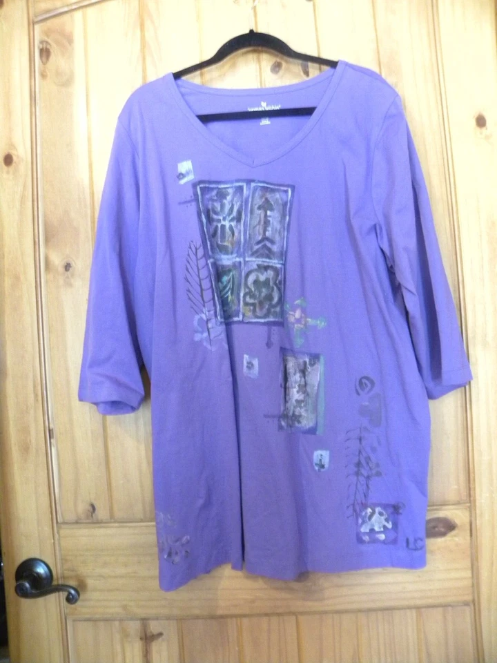 蓝色鱼风格手绘 100% 棉 T 恤 1/2 X LAURA Curran — 第 1/3 张图片