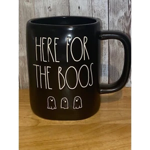 Rae Dunn Black White Here for the Boos Coffee Mug Cup Ghosts Halloween - Picture 1 of 8