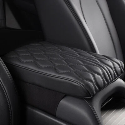 PU Leather Car Center Console Armrest Cushion Pad Mat Cover Wave Embroider — 第 1/4 张图片