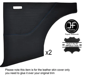 BLUE STITCHING 2X REAR DOOR CARD LEATHER COVER FITS FORD ANGLIA 105E 123E - Picture 1 of 3