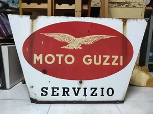 Insegna tabella targa smaltata MOTO Guzzi Servizio Vintage Smalterie Lombarde - Foto 1 di 5