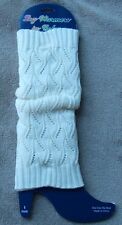Ivory Leg Warmers Knit Lace Leaf Cable One Size Ladies Legwarmers Stretch NEW