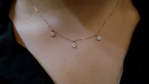 COLLAR DE DIAMANTES ORO ROSA 14K 0,21CT DIAMANTES NATURALES VS1 CLARIDAD COLOR G - Imagen 1 de 10