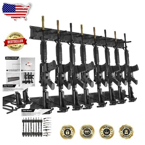 Sturdy Metal 8-Slot Gun Rack - Wall Mounted Storage for Rifles & Shotguns - Picture 1 of 9