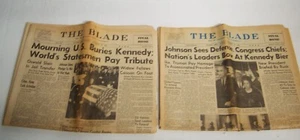 JF Kenndy Mourning Headliner Newspapers Toledo Blade, Ohio Nov.24-25 1963 - Picture 1 of 6