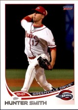 2017 Greenville Drive Choice #28 Hunter Smith Whiteville North Carolina NC Card