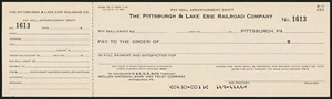Vintage bank check THE PITTSBURGH and LAKE ERIE RAILROAD new old stock n-mint+ - Picture 1 of 3