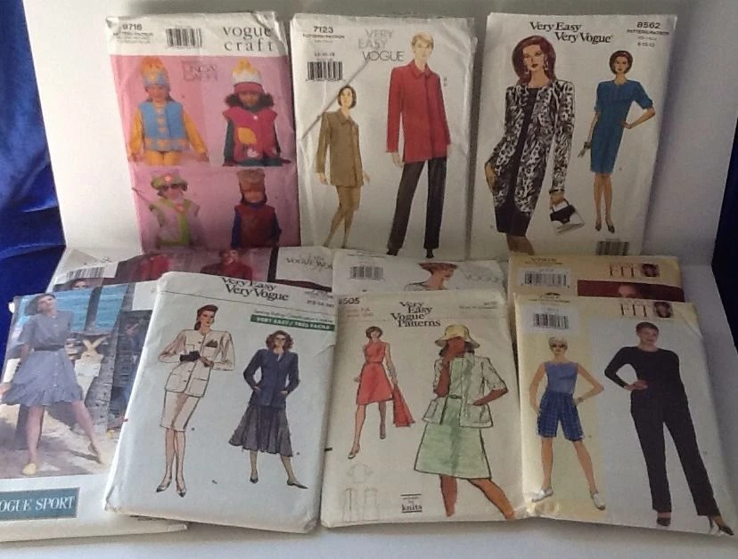 Vogue Sewing Patterns Lot Of 10 (Ten) Women's Clothing Crafts Various Sizes - Image 1 of 1