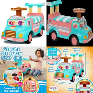 Kids Ride on Ice Cream Truck Interactive Push Play Toy Boys and Girls Ages 1-3 Y - Picture 1 of 12