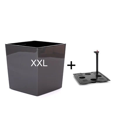 Blumenkübel mit Bewässerungssystem Hochglanz Einsatz anthrazit 39x39x41 cm XXL - Bild 1 von 4