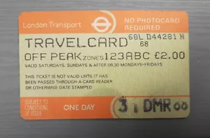 Vintage London Transport Underground Tube Travelcard Railway Train Ticket 1988  - Picture 1 of 2